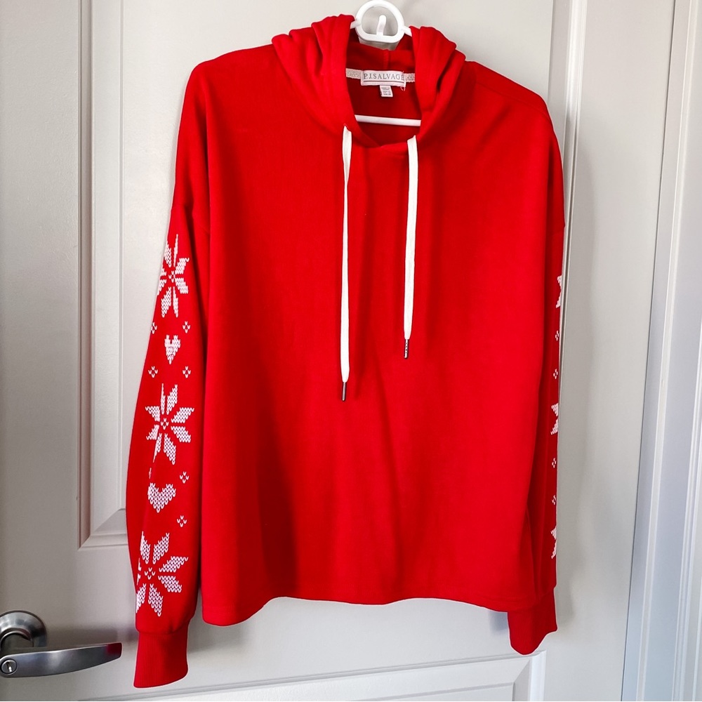 PJ Salvage Hoodie M Snowflake Red